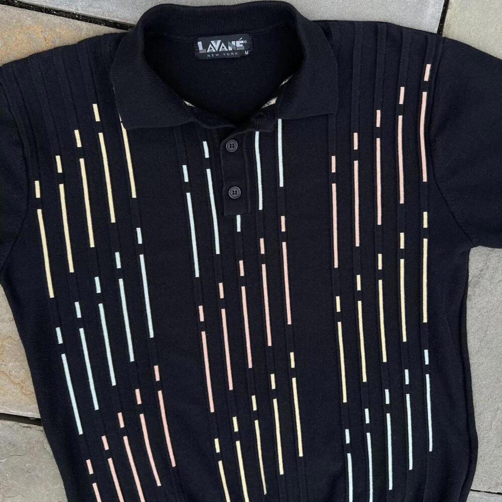 Vintage 90s Rectangle Square Pattern Polo Sweater - image 2